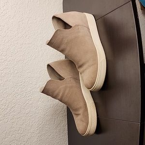 Steve Madden Wrangle Leather High Top Pull On Sneakers - Taupe 8m